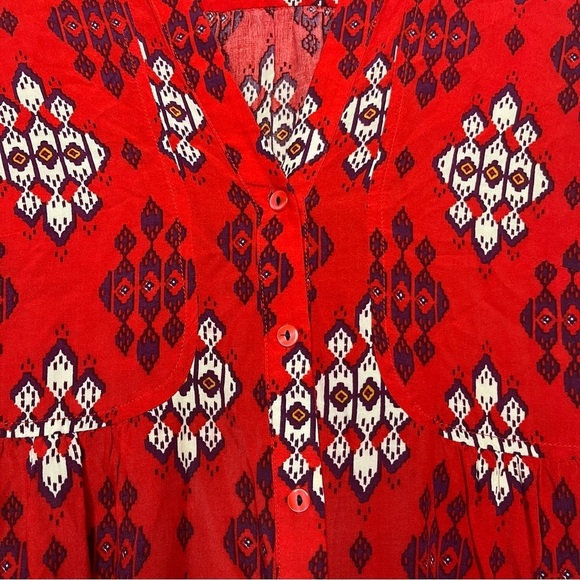 Maeve Anthropologie Women Top 4 Red Paisley Woodland Walk Button Down Shirt - Picture 11 of 11
